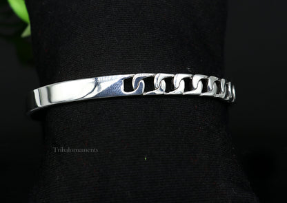 Vintage 925 sterling silver adjustable bangle cuff bracelet with antique design, unisex handmade jewelry from Tribal Ornaments.