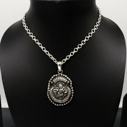 925 sterling silver Vintage antique design handmade God Krishna fabulous pendant tribal belly dance temple jewelry from india ssp589 - TRIBAL ORNAMENTS