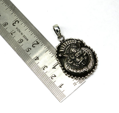 925 sterling silver Vintage antique design handmade God Krishna fabulous pendant tribal belly dance temple jewelry from india ssp589 - TRIBAL ORNAMENTS