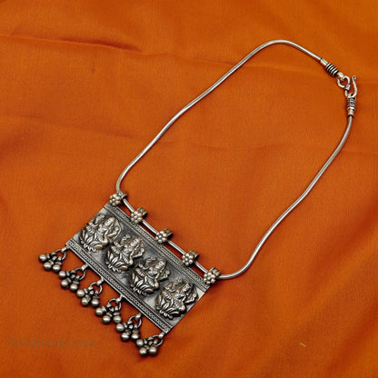 Sterling silver vintage Laxmi pendant with drops, handmade Indian goddess jewelry, tribal belly dance accessory, tribal ornaments.
