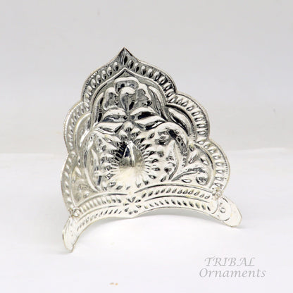 925 sterling silver vintage antique design handmade mukut (crown), amazing design silver god crown home temple god art su871 - TRIBAL ORNAMENTS