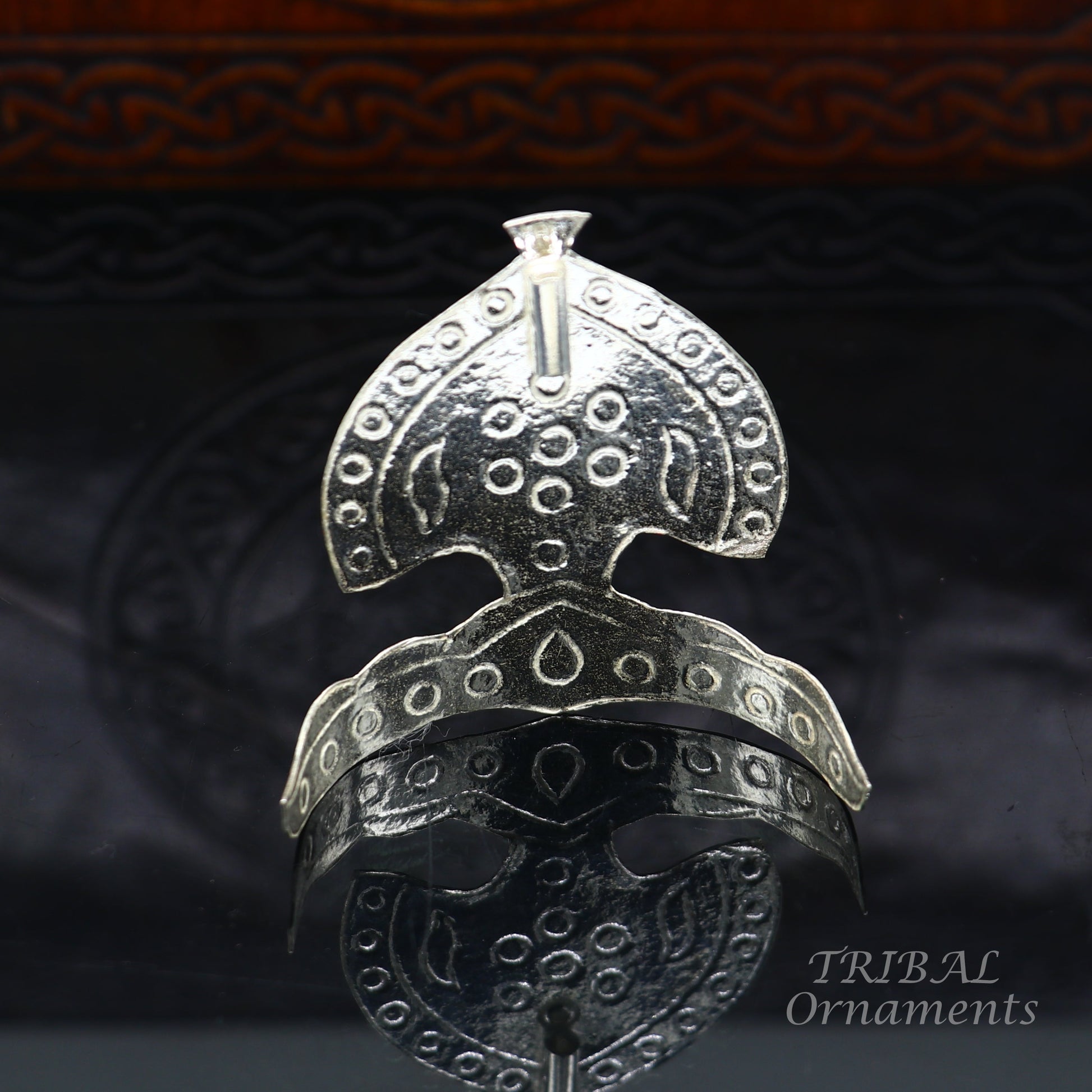 925 sterling silver vintage antique design mukut (crown), amazing handmade enamel design silver god crown home temple god hat su697 - TRIBAL ORNAMENTS