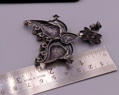925 sterling silver Vintage antique style peacock Earrings with hanging bells stud earrings belly dance jewelry form girls women's s347 - TRIBAL ORNAMENTS