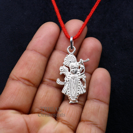 925 sterling silver vintage Antique stylish Hindu idol Krishna shrinath ji Pendant, amazing design stunning pendant gifting jewelry nsp564 - TRIBAL ORNAMENTS