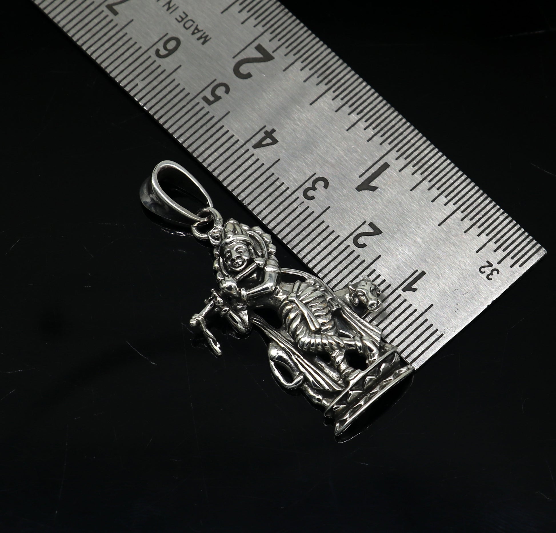 925 sterling silver vintage Antique stylish Hindu idol Krishna with cow Pendant, amazing design stunning pendant gifting jewelry ssp537 - TRIBAL ORNAMENTS