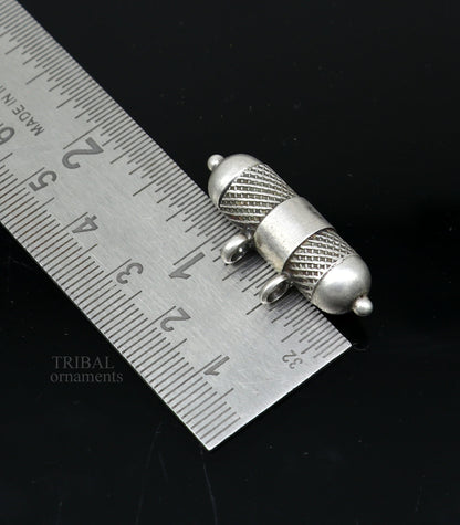 925 Sterling silver vintage amulet pendant with engraved design, box pendant, mantra box, tribal-style jewelry from TRIBAL ORNAMENTS