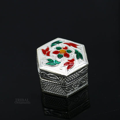 925 sterling silver vintage design brides gift kajal box, trinket box, sindur box, eyeliner box, silver utensils, best bridal gift stb344 - TRIBAL ORNAMENTS