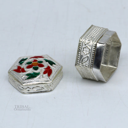 925 sterling silver vintage design brides gift kajal box, trinket box, sindur box, eyeliner box, silver utensils, best bridal gift stb344 - TRIBAL ORNAMENTS