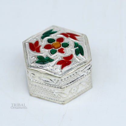 925 sterling silver vintage design brides gift kajal box, trinket box, sindur box, eyeliner box, silver utensils, best bridal gift stb344 - TRIBAL ORNAMENTS