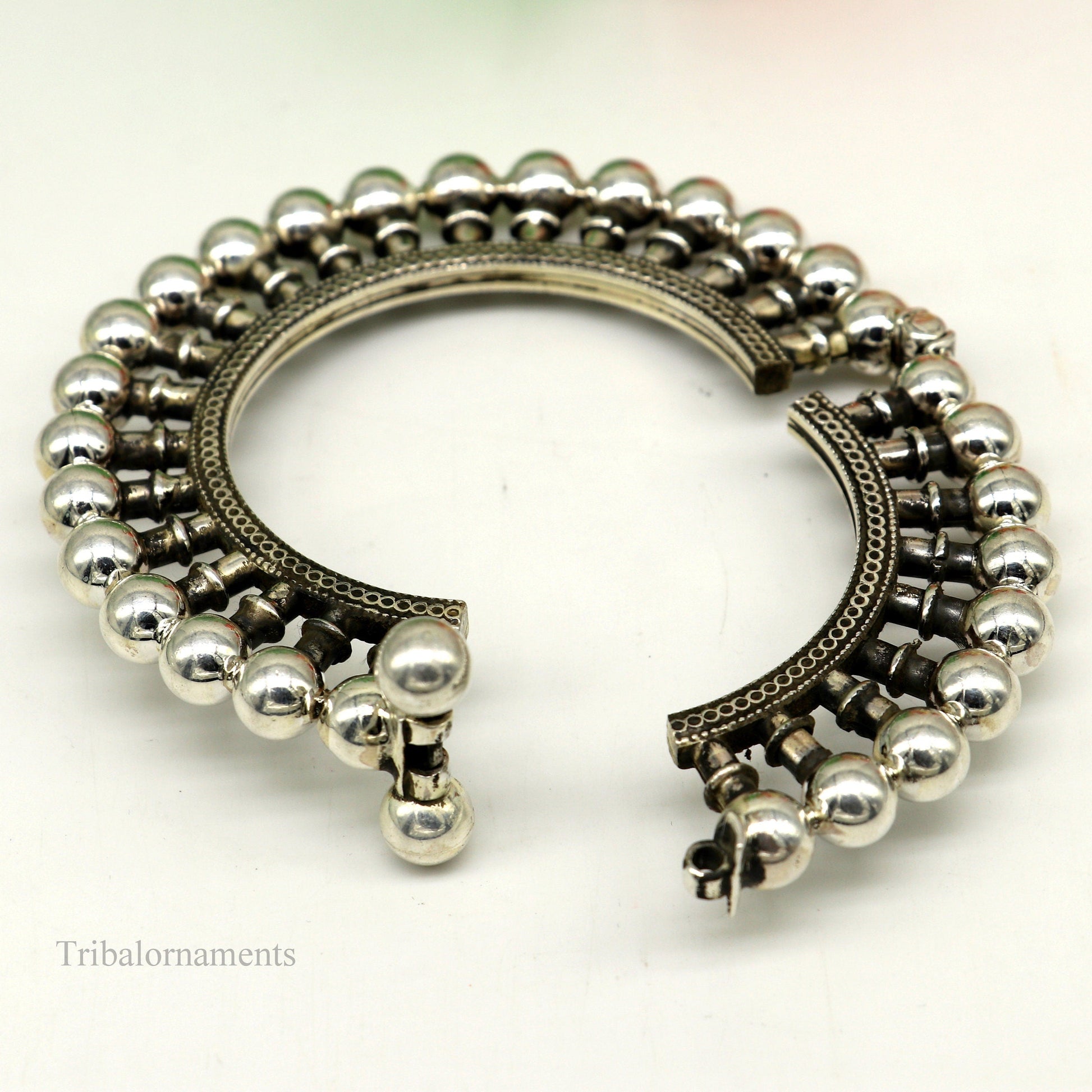 925 sterling silver Vintage design ethnic bangle kakan kangan chudi tribal antique jewelry cuff bracelet Banjara belly dance jewelry nba167 - TRIBAL ORNAMENTS