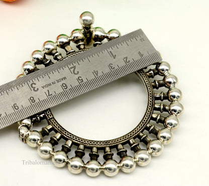 Vintage tribal 925 sterling silver bangle with ethnic design, antique cuff bracelet, Banjara jewelry, tribal ornament style.