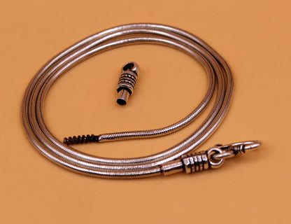 925 sterling silver vintage screw chain necklace with oxidized finish, 26 inches long, perfect for pendants by TRIBAL ORNAMENTS.