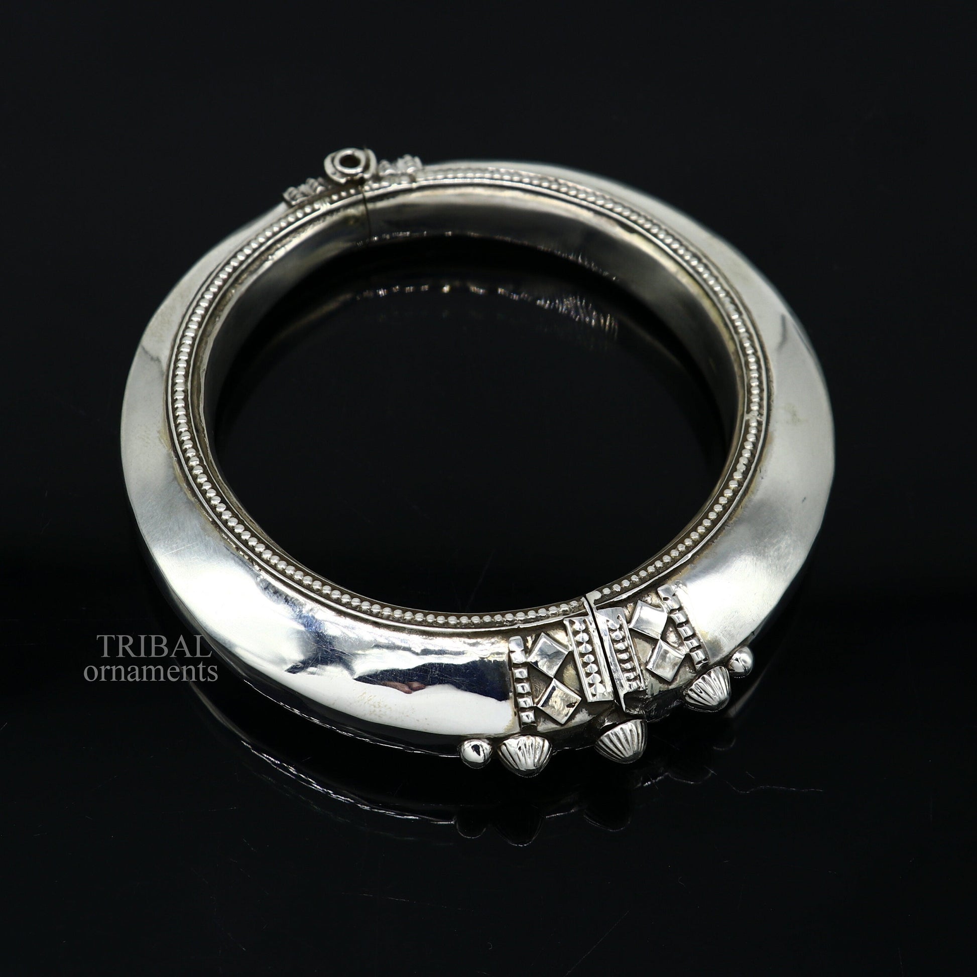 925 sterling silver vintage plain design handmade open face adjustable bangle bracelet kada cuff bracelet for unisex ethnic jewelry Rnsk478 - TRIBAL ORNAMENTS