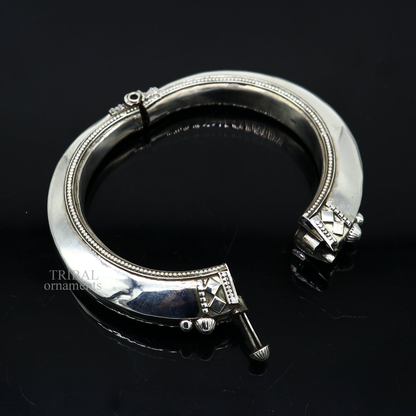 925 sterling silver vintage plain design handmade open face adjustable bangle bracelet kada cuff bracelet for unisex ethnic jewelry Rnsk478 - TRIBAL ORNAMENTS