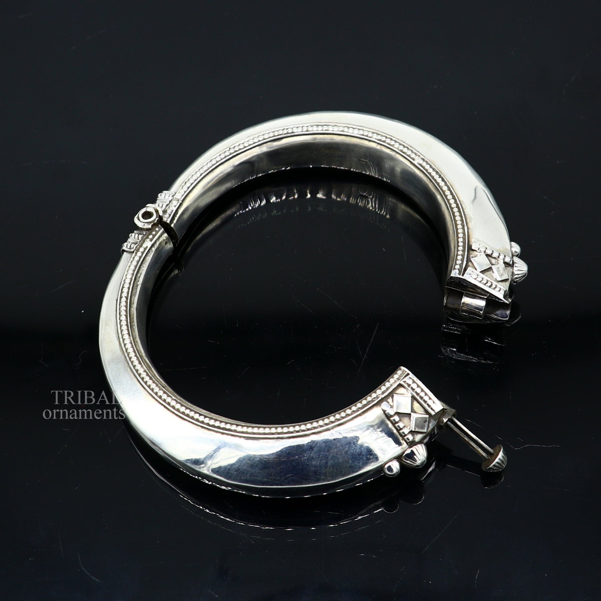925 sterling silver vintage plain design handmade open face adjustable bangle bracelet kada cuff bracelet for unisex ethnic jewelry Rnsk478 - TRIBAL ORNAMENTS