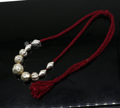 925 sterling silver vintage beaded necklace with tribal design, perfect for brides and wedding ethnic jewelry sets.