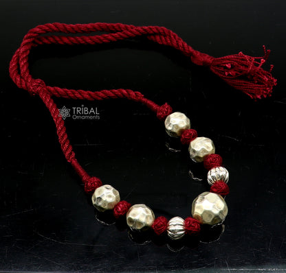 Sterling silver vintage beaded necklace from Tribal Ornaments, stylish ethnic choker suitable for brides and wedding jewelry.