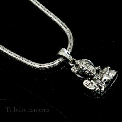 Sterling silver vintage Divine Krishna pendant by Tribal Ornaments featuring intricate Hindu idol design, perfect for gifting jewelry.