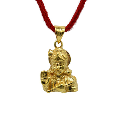 Vintage 925 sterling silver Divine Krishna pendant with gold polish, featuring intricate Hindu idol design, ideal for gifting jewelry.