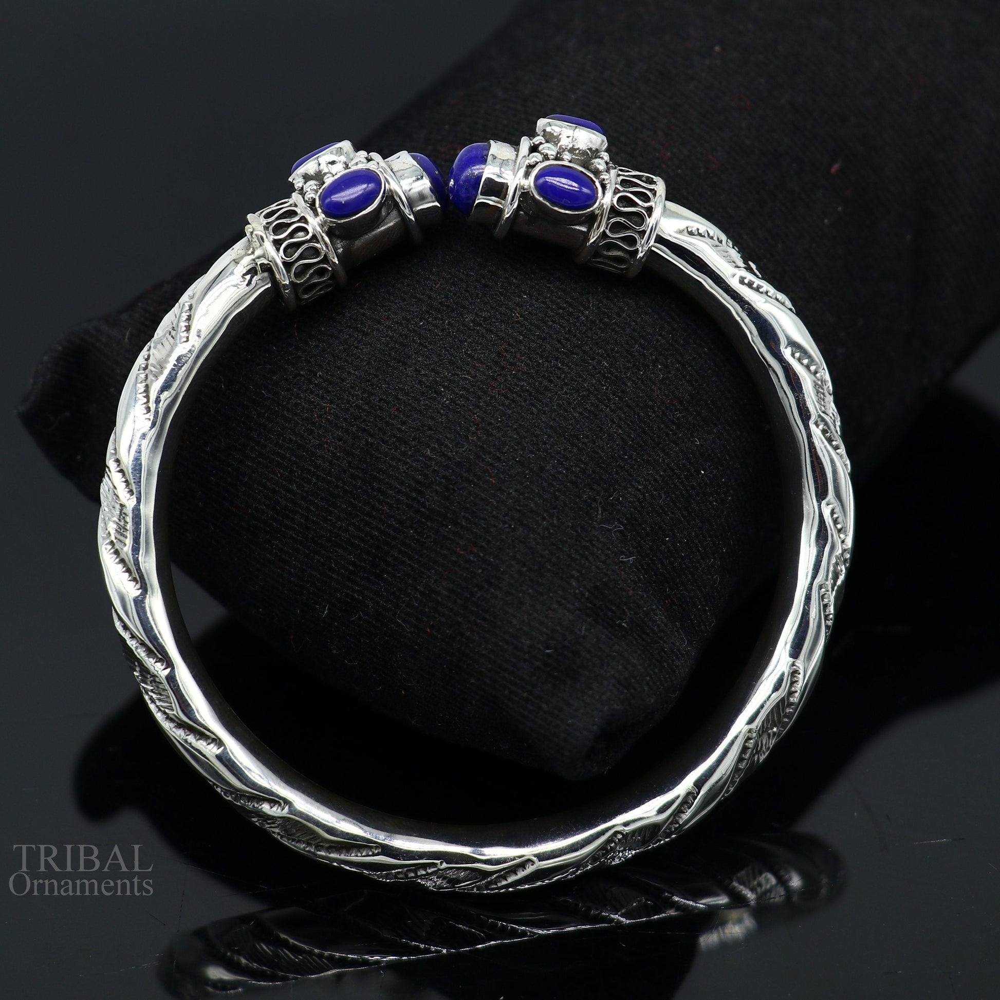 925 sterling silver vintage traditional style stone jadau handmade bangle bracelet kada unisex jewelry best gift from india nsk410 - TRIBAL ORNAMENTS