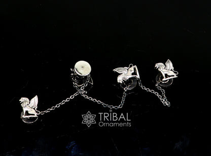 925 Sterling Silver winged lion design set of 4 kurta Buttons for Fashion Perfection, silver cufflinks, cultural trendy jewelry btn34 - TRIBAL ORNAMENTS