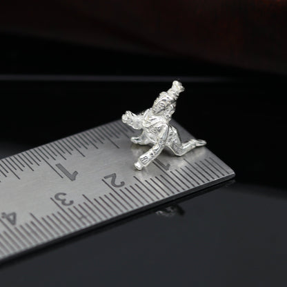 925 sterling silver small Krishna idol sculpture, Ladu Gopal Indian deity for home temple puja, customized design by TRIBAL ORNAMENTS