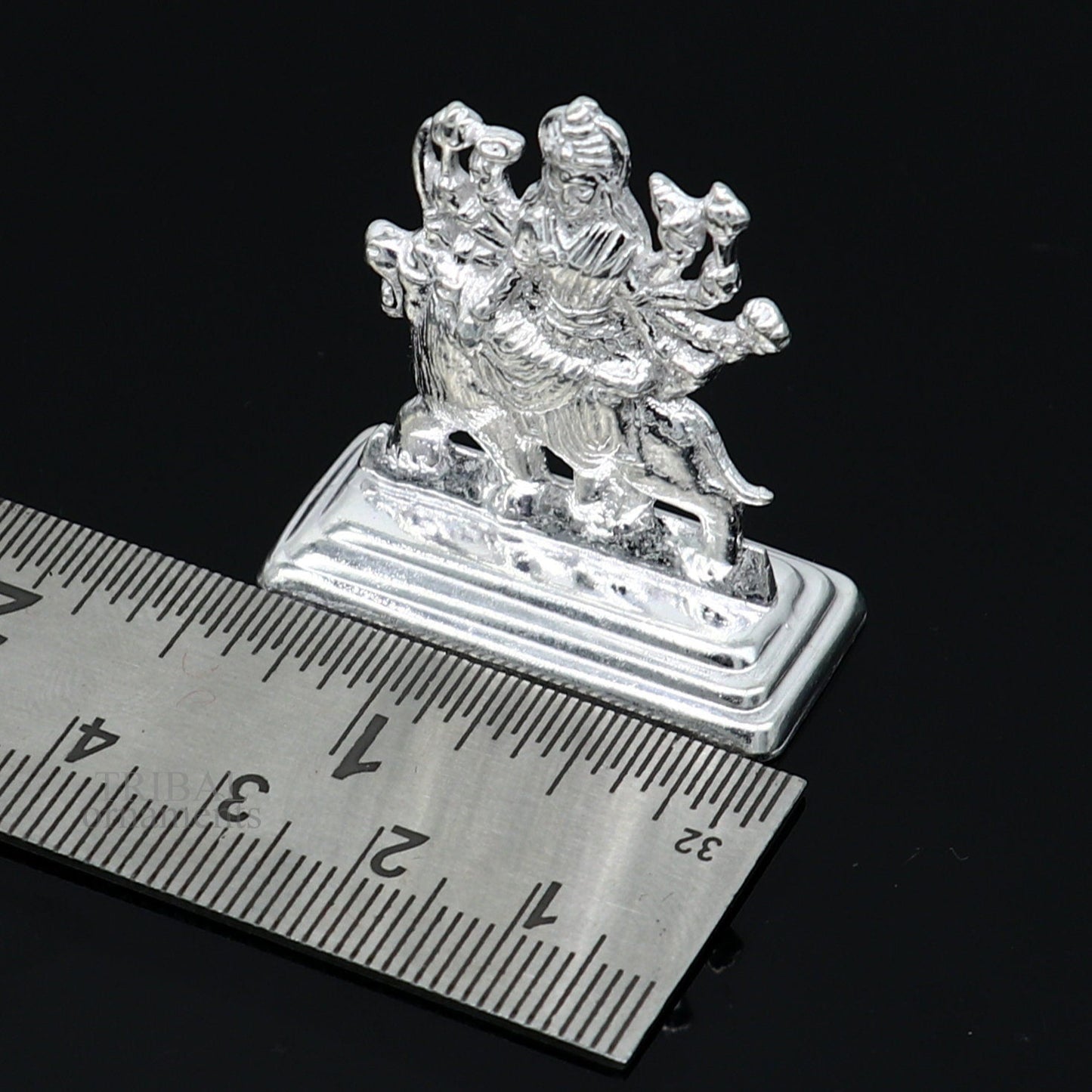 Sterling silver Goddess Durga maa, Pooja Articles, Indian Silver Idols, handcrafted Mataji statue sculpture amazing gifting Art469 - TRIBAL ORNAMENTS