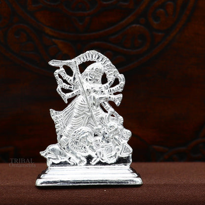925 sterling silver Goddess Kali Maa statue, handcrafted Indian silver idol of Mother Kalika, detailed sculpture for gifting or display.