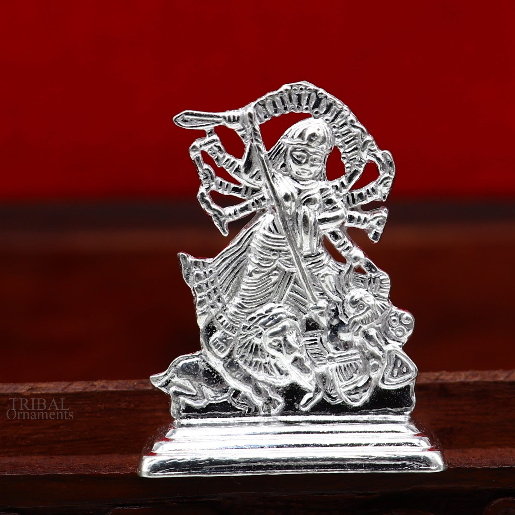 Sterling silver Goddess kali maa, mother kalika Articles, Indian Silver Idols, handcrafted Mataji statue sculpture amazing gifting Art467 - TRIBAL ORNAMENTS