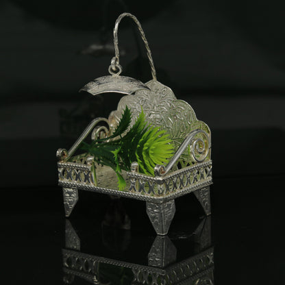 Sterling silver handmade amazing design home mini temple god "the throne"  , amazing handcrafting work home decor temple art figurine  sst13 - TRIBAL ORNAMENTS