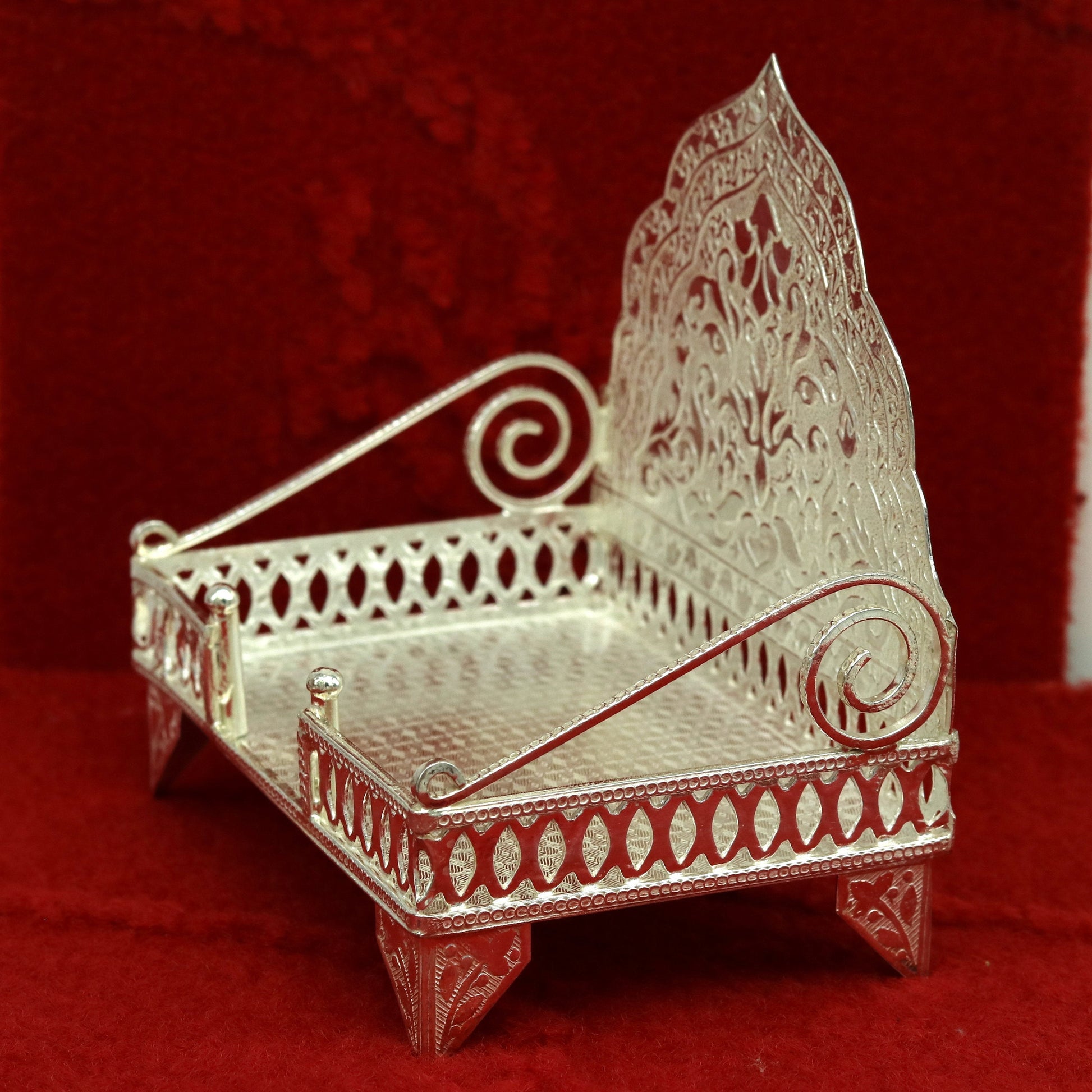 Sterling silver handmade amazing design home mini temple god "the throne"  , amazing handcrafting work home decor temple art figurine sst14 - TRIBAL ORNAMENTS