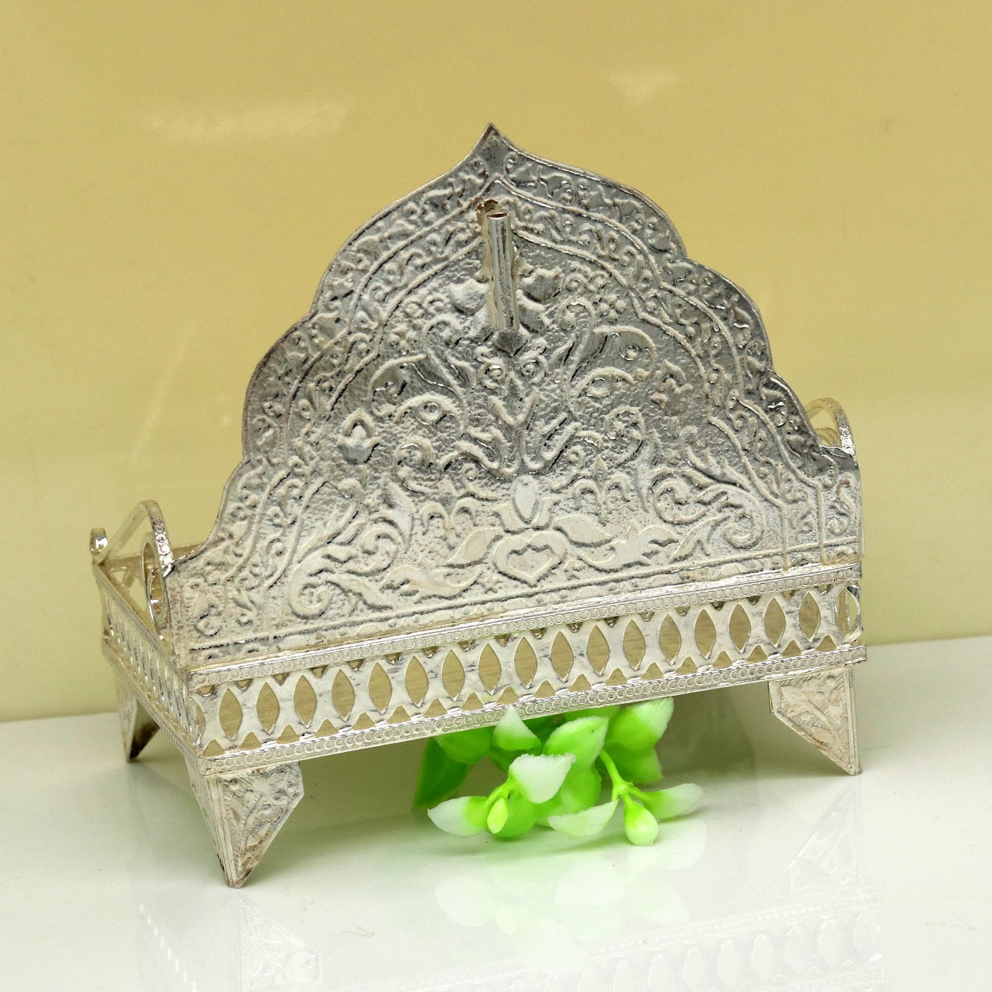 Sterling silver handmade amazing design home mini temple god "the throne"  , amazing handcrafting work home decor temple art figurine sst14 - TRIBAL ORNAMENTS