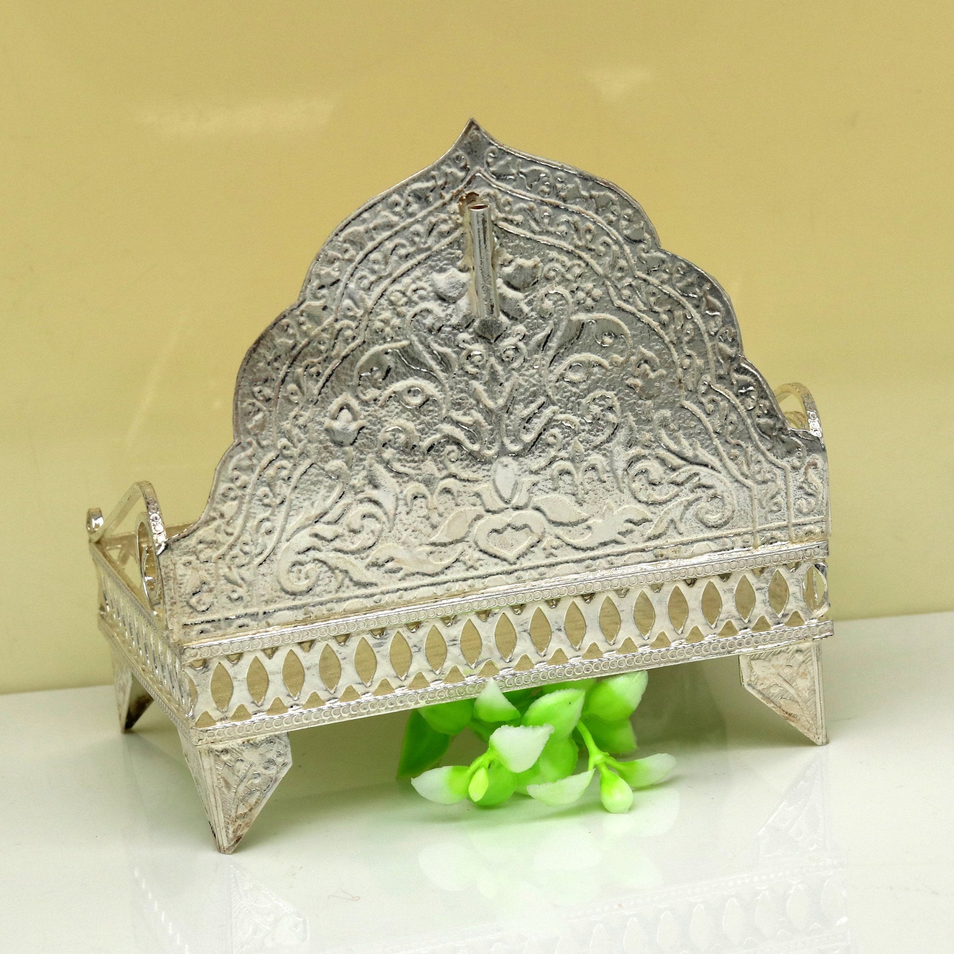 Sterling silver handmade amazing design home mini temple god "the throne"  , amazing handcrafting work home decor temple art figurine sst14 - TRIBAL ORNAMENTS