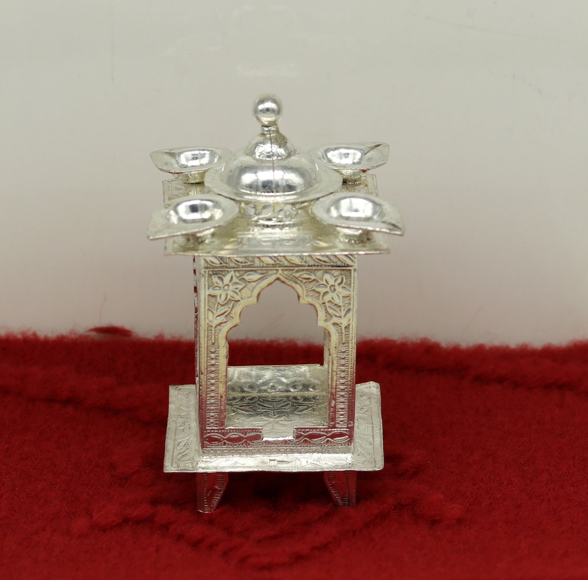 Sterling silver handmade amazing design home mini temple with oil lamp, amazing handcrafting work home decor temple art figurine  sst12 - TRIBAL ORNAMENTS