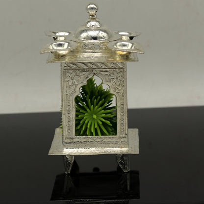 Sterling silver handmade amazing design home mini temple with oil lamp, amazing handcrafting work home decor temple art figurine  sst12 - TRIBAL ORNAMENTS