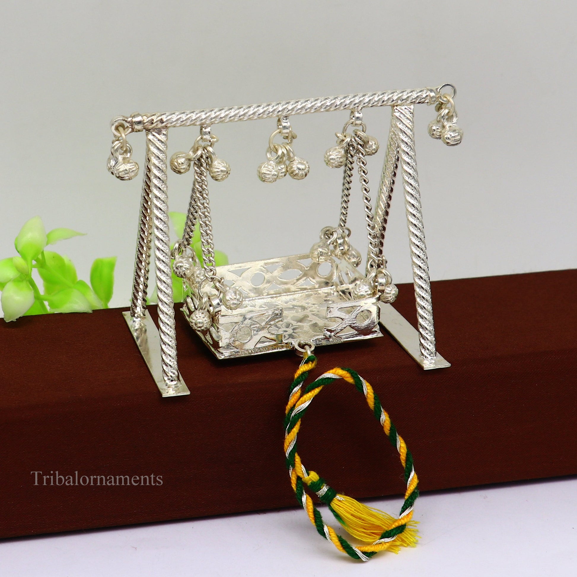 Sterling silver handmade Bal Gopala jhula, little Krishna swing, child krishan palana, silver jhula, laddu gopal jhula, silver art su378 - TRIBAL ORNAMENTS
