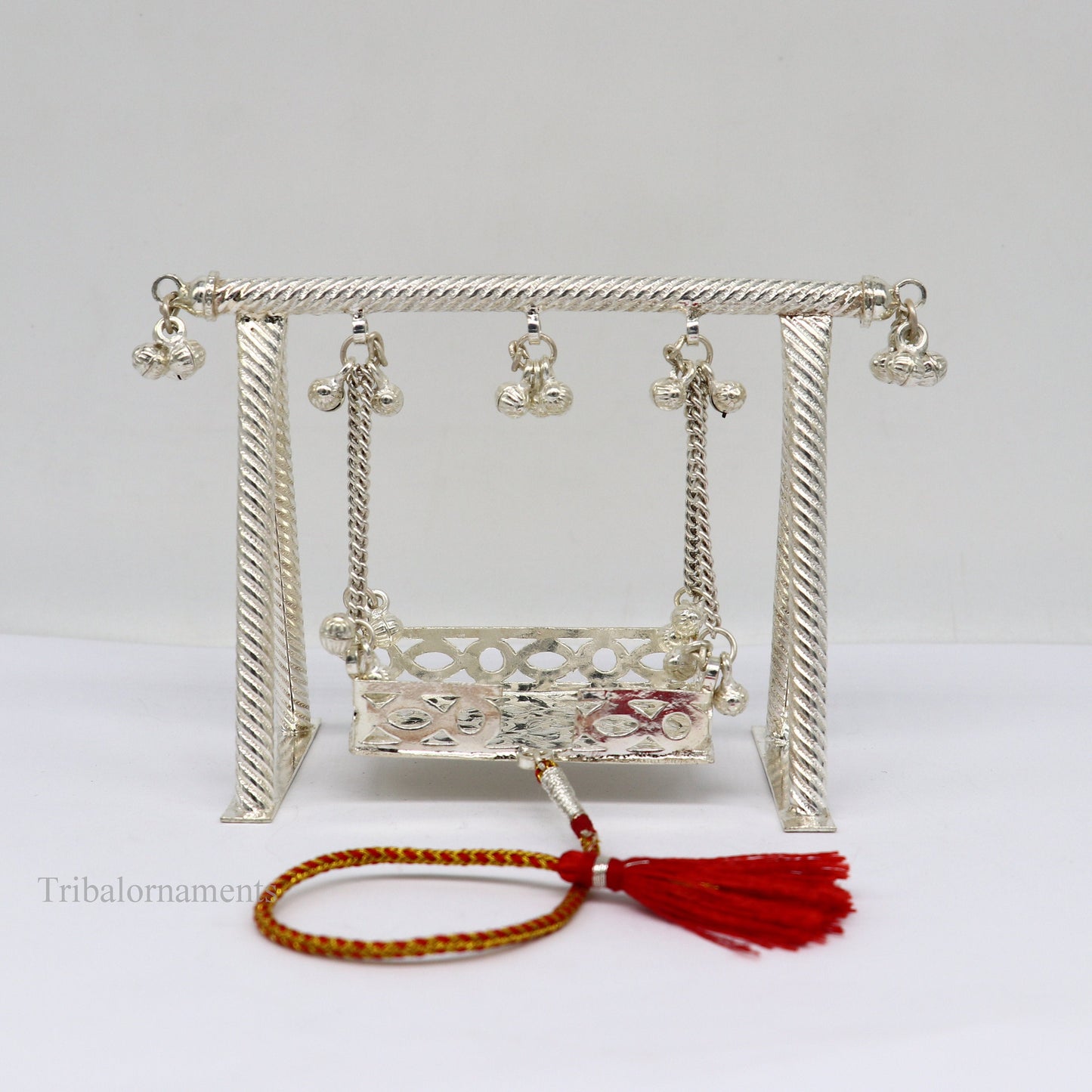 Sterling silver handmade Bal Gopala jhula, little Krishna swing, child Krishna palana, silver jhula, laddu Gopal Jhula, silver art su380 - TRIBAL ORNAMENTS