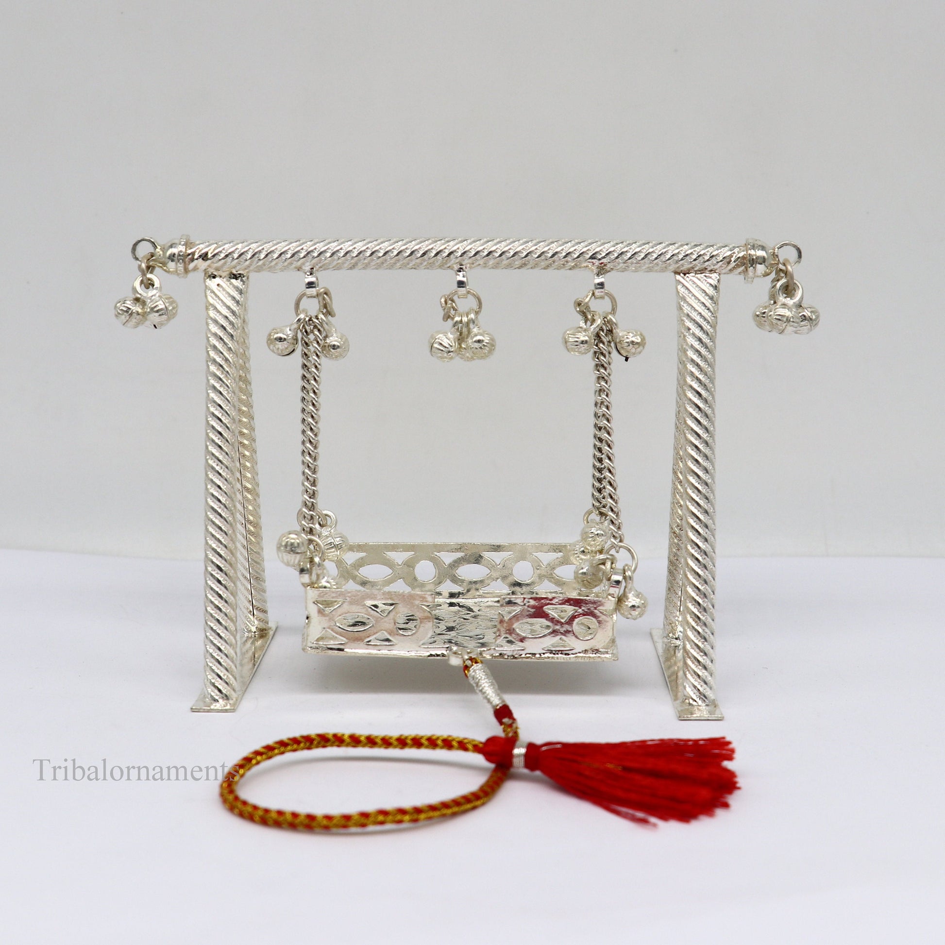 Sterling silver handmade Bal Gopala jhula, little Krishna swing, child Krishna palana, silver jhula, laddu Gopal Jhula, silver art su380 - TRIBAL ORNAMENTS