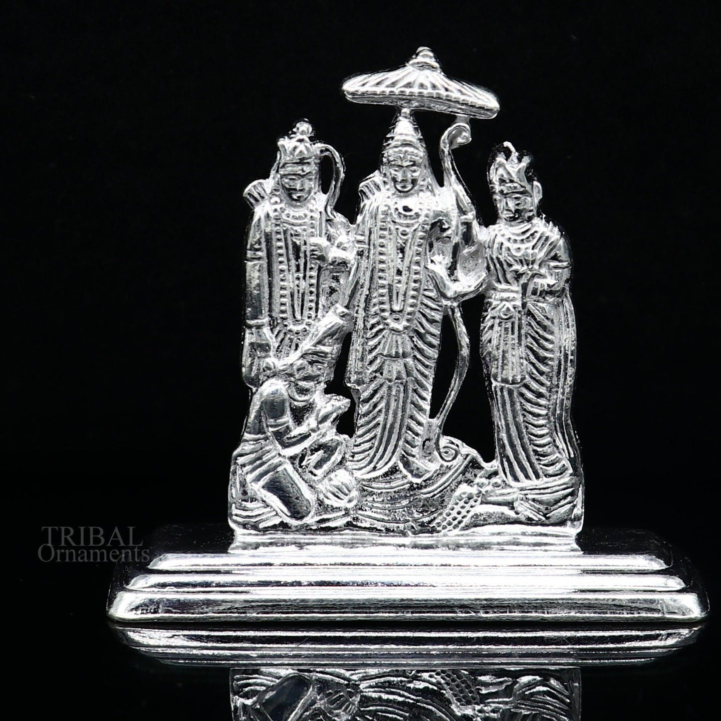 Sterling silver handmade Divine Hindu god Rama Laxman seeta and Hanuman blessing Statue, Ram Darbar Divine figurine puja article art464 - TRIBAL ORNAMENTS