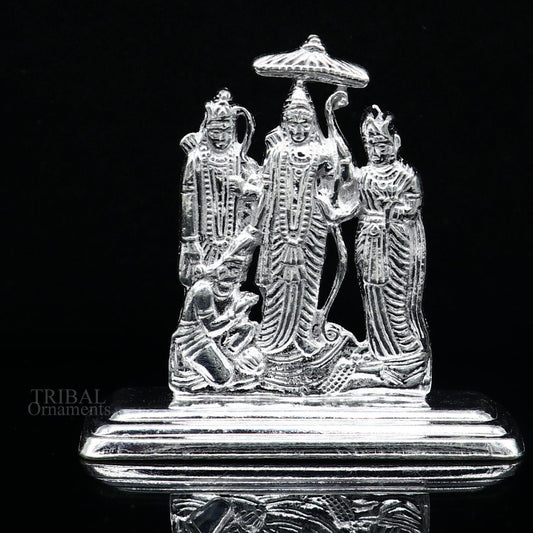 Sterling silver handmade Divine Hindu god Rama Laxman seeta and Hanuman blessing Statue, Ram Darbar Divine figurine puja article art464 - TRIBAL ORNAMENTS