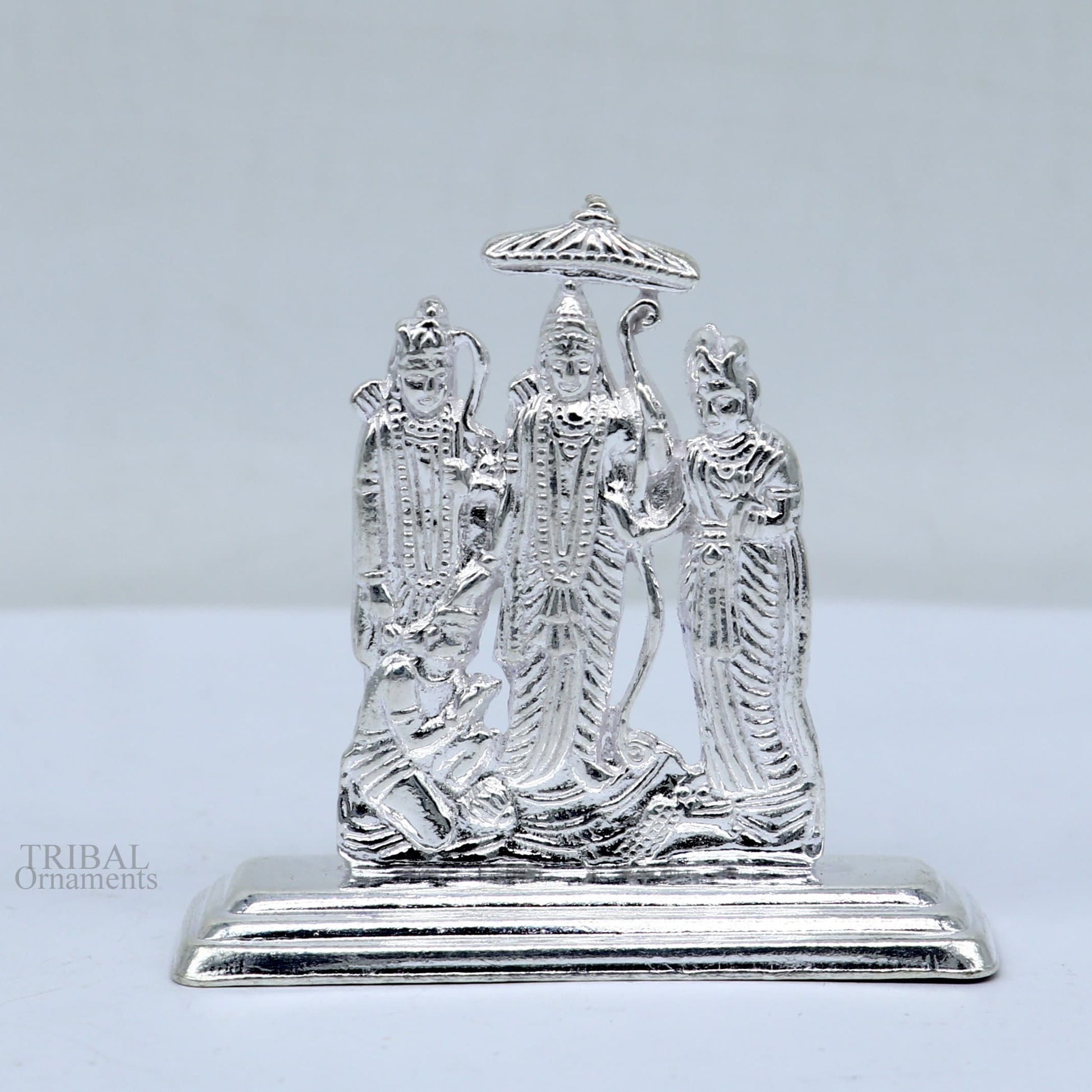 Sterling silver handmade Divine Hindu god Rama Laxman seeta and Hanuman blessing Statue, Ram Darbar Divine figurine puja article art464 - TRIBAL ORNAMENTS