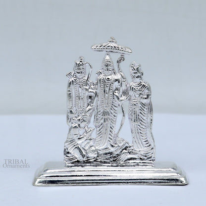 Sterling silver handmade Divine Hindu god Rama Laxman seeta and Hanuman blessing Statue, Ram Darbar Divine figurine puja article art464 - TRIBAL ORNAMENTS
