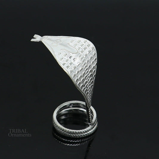 Solid sterling silver handmade Divine vintage style mini snake or shiva snake for puja or worshipping, solid Diwali puja article su624 - TRIBAL ORNAMENTS