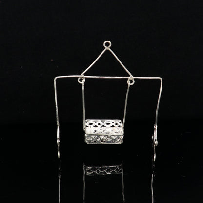 Handmade lightweight 925 sterling silver Bal Gopala Krishna swing, child Krishna palana, detailed silver jhula by TRIBAL ORNAMENTS.