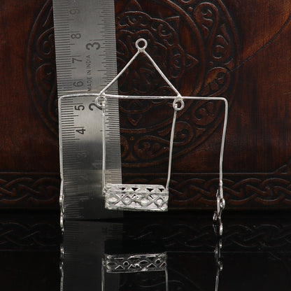 925 sterling silver handmade lightweight Bal Gopala Krishna swing, child Krishna palana, silver jhula by TRIBAL ORNAMENTS