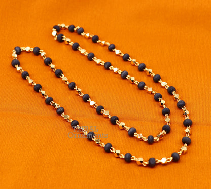 Sterling silver handmade basil rosary beads with wooden beads, silver chain, gold polish, black tulsi mala, customized necklace by TRIBAL ORNAMENTS