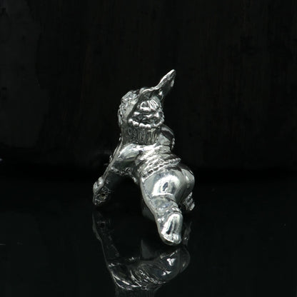 Handmade design Indian idol little Krishna, Ladu Gopal, bala gopala small silver statue sculpture temple puja  crawling Krishnaart su215 - TRIBAL ORNAMENTS