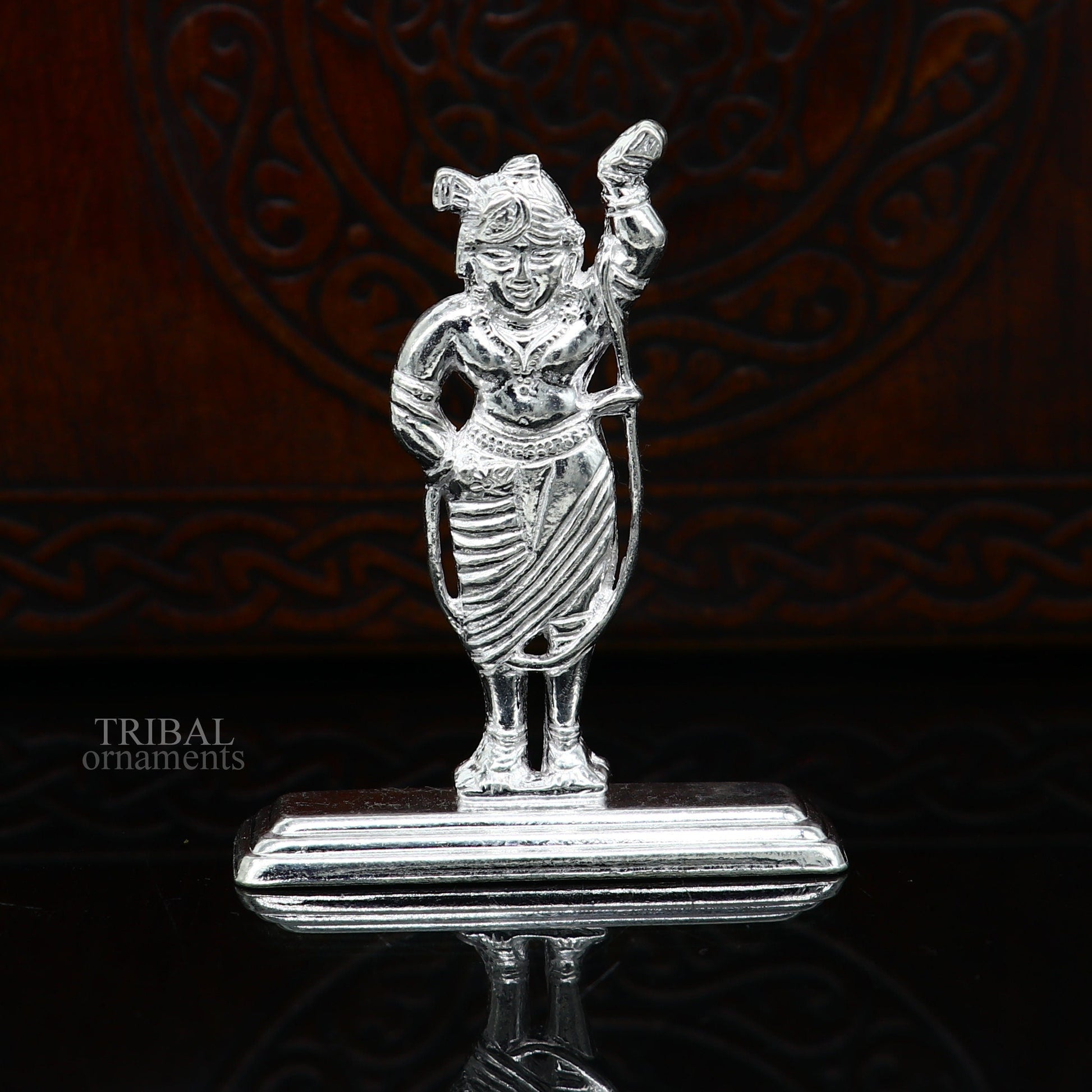 Silver lord krishna narayan avtar shri Nathji statue figurine, solid silver article, best gift for décor your car front for blessing art455 - TRIBAL ORNAMENTS