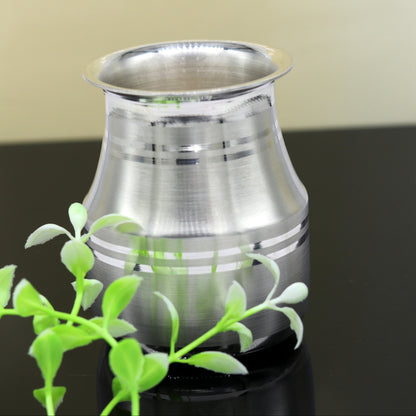 999 fine pure silver handmade solid kalash/lota, excellent silver tunmbler, silver vessels flask utensils, gifting home puja art sv72 - TRIBAL ORNAMENTS