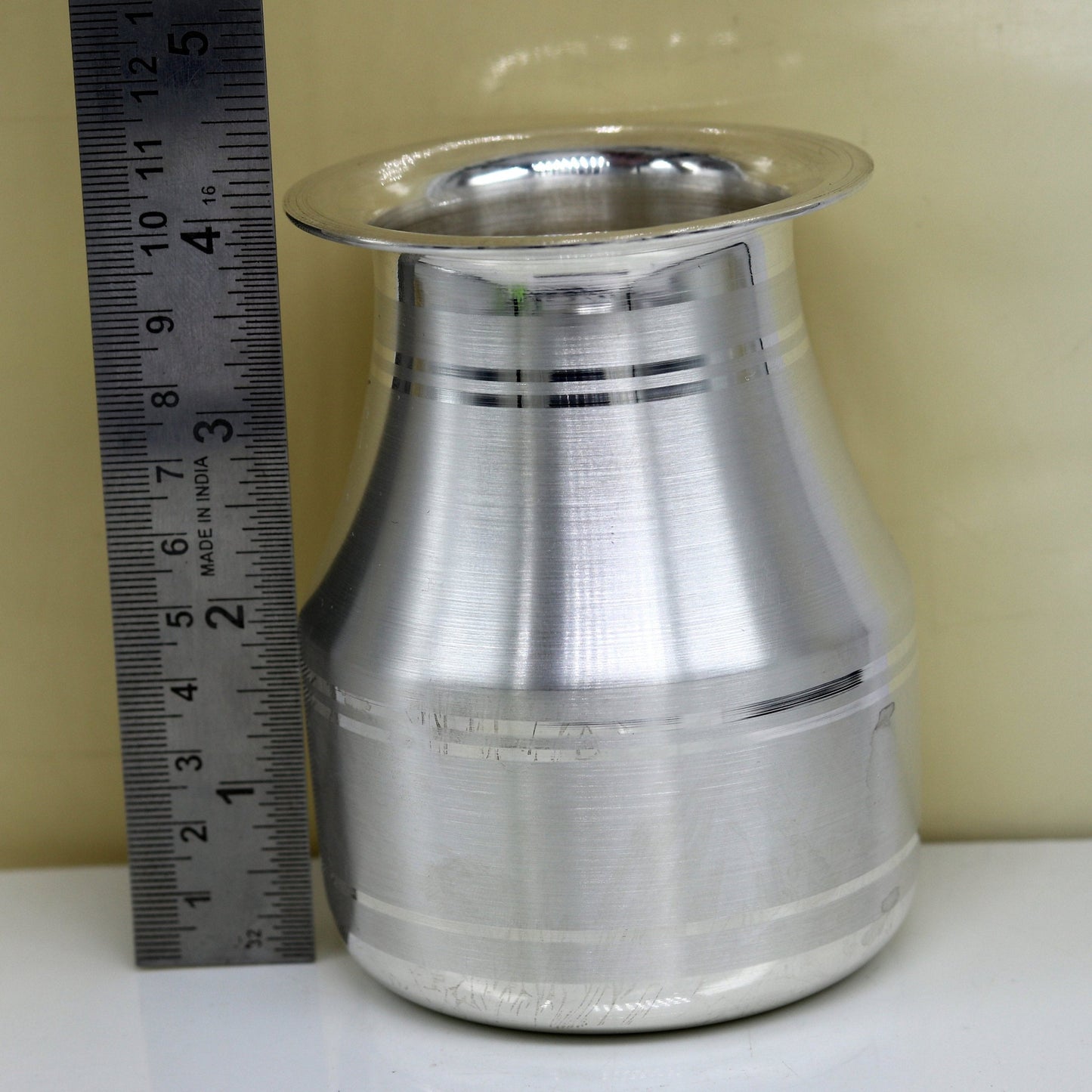 999 fine pure silver handmade solid kalash/lota, excellent silver tunmbler, silver vessels flask utensils, gifting home puja art sv73 - TRIBAL ORNAMENTS